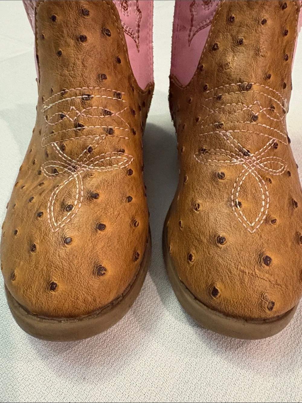 PAWZ Pink and Brown Girls Western Cowgirl Boots Size 1